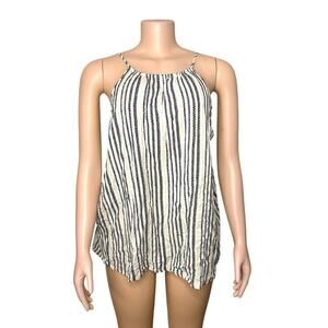 Old Navy Women’s White Black Yellow Striped Flowy Boho Tank Top‎ Size XL